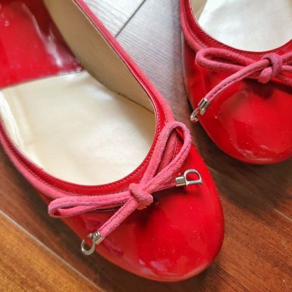 CHRISTIAN DIOR Vertigo red patent leather ballerina flats suede pink detail - Picture 4 of 11